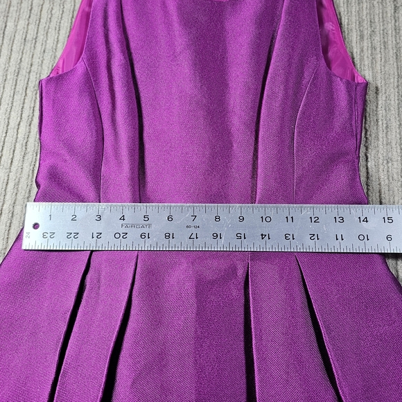 Kay Unger Women's Fit & flare Magenta Metallic Dress Size 6 Pockets Sleeveless - Picture 5 of 8